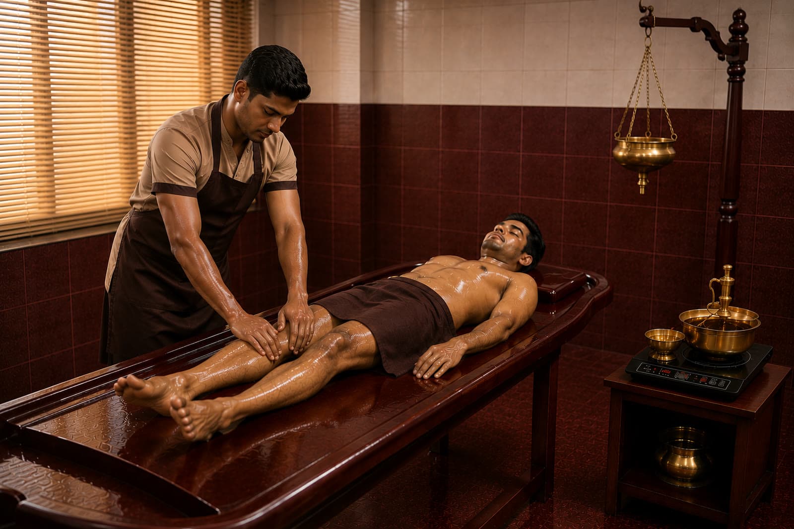 Abhyanga — traditional full-body Ayurvedic oil massage at AVN Arogya